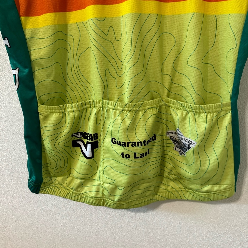 L.L. Bean V-Gear Cycling Jersey Shirt Green Orange Yellow 1/2 Zip Pockets-XXL - Picture 8 of 12